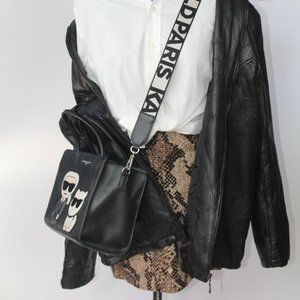 Women's HM Snake Print Brown Zipper Tube Mini Skirt - Size 4 - Mint Condition